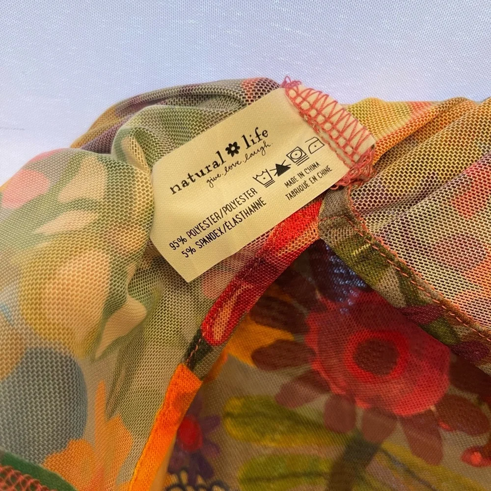 NATURAL LIFE Multicolor Floral Sheer Blouse - Picture 3 of 3